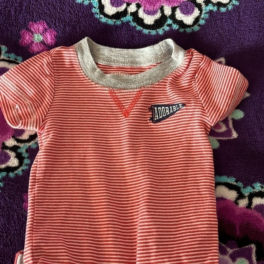 Carter’s Baby Boy’s Red And White Undershirt And Athletic Pants Size 9 Months - Picture 2 of 6